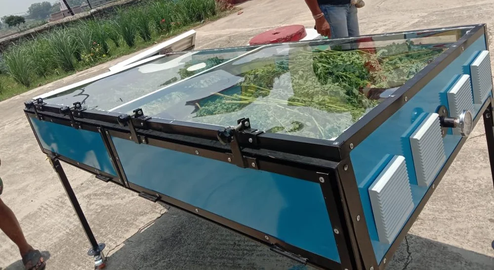 Solar dryer with vegetables ready for hygienic drying
